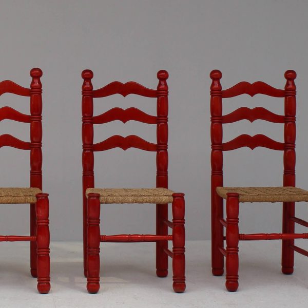 Set red Italian Rush Chairs