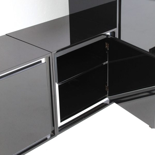 Black lacquered Italian mid century sideboard by Acerbis