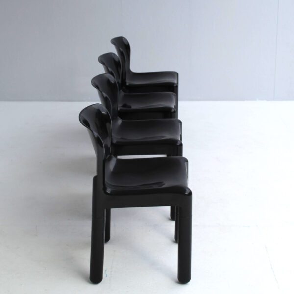 Set Black Plastic Chairs, Kartell