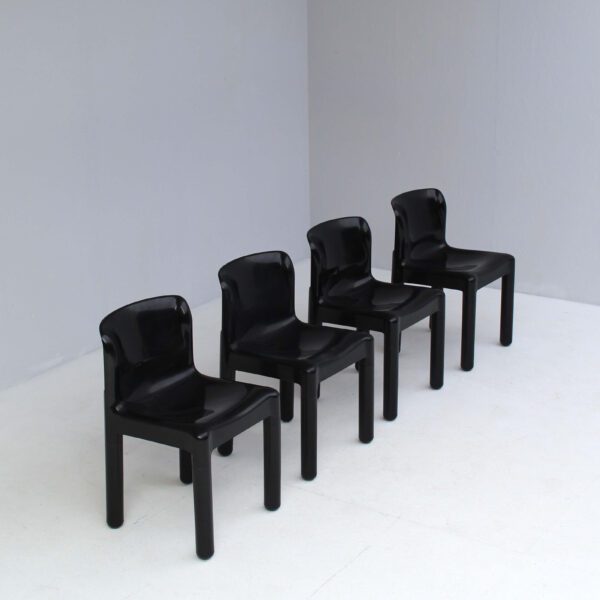 Set Black Plastic Chairs, Kartell