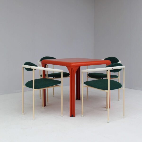 Orange square table for Artemide