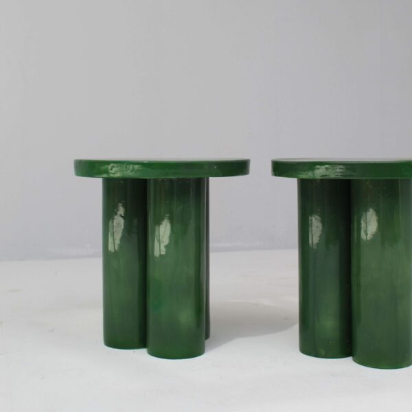 Green ceramic sidetables